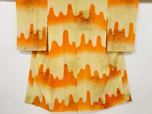 アンティーク　錦紗檜扇に草花模様長襦袢